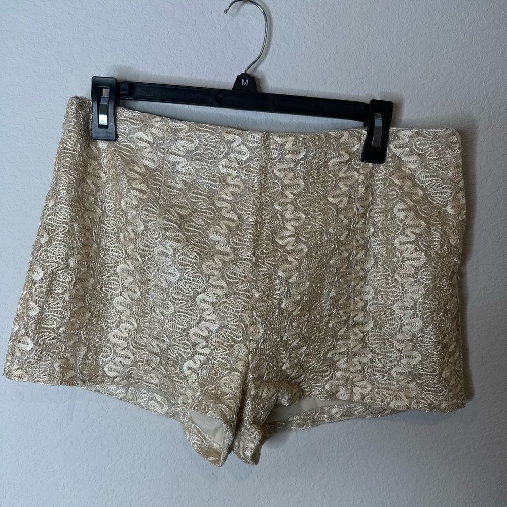 Mustard seed shorts. Gold and glitter. Size L